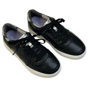 Vionic Kimmie Court Womens Sneaker Black Leather Size 7.5 Wide New $150
